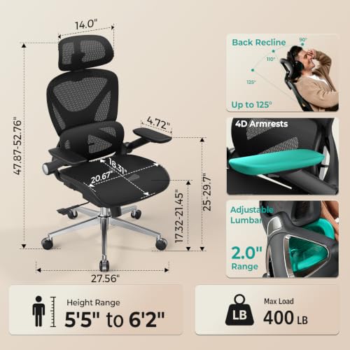 CAPOT Ergonomic Mesh Gaming Chair with Lumbar Support