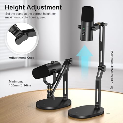 Aokeo Mic Stand,Desk Mount Desktop Microphone Arm with 3/8" to 5/8" Adapter,Compatible Blue Yeti,HyperX QuadCast,SoloCast,Shure SM7B,MV7X