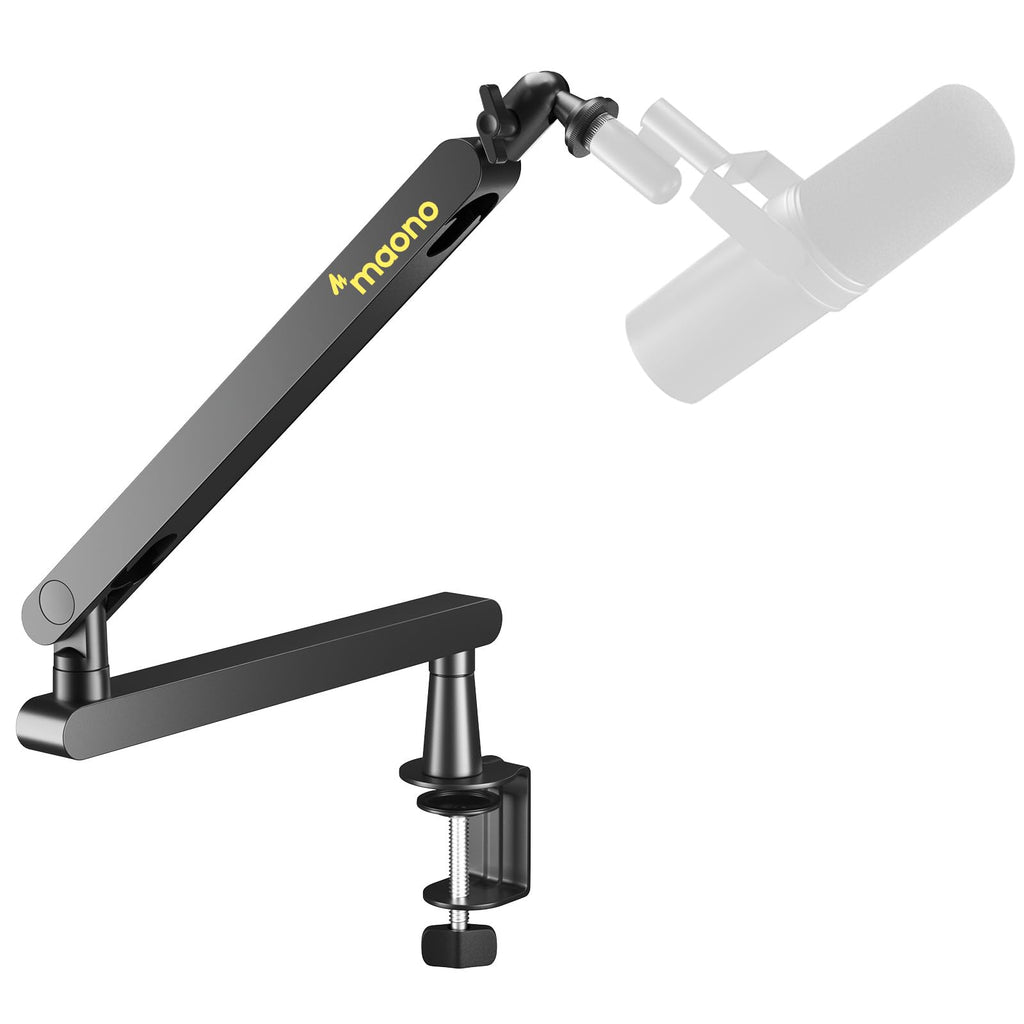 MAONO Microphone Boom Arm, Heavy Duty Low Profile Mic Arm with Cable Management Channels, Desk Mount Clamp, Fully Adjustable Mic Stand for Podcast Studio Streaming