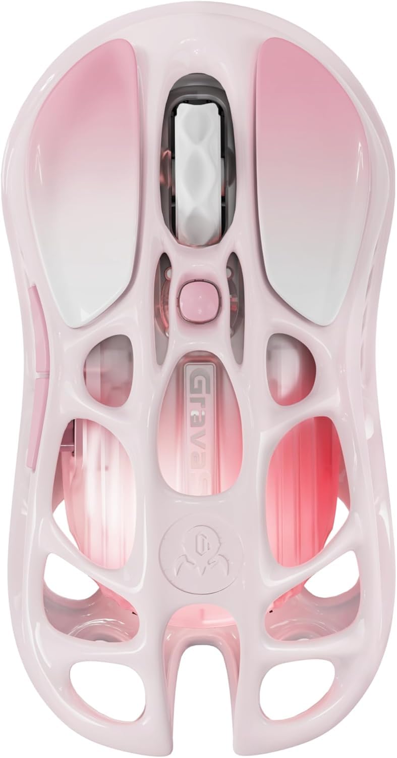 GravaStar Mercury M1 Pro Gaming Mouse, Lightweight Magnesium Alloy, 26,000 DPI, PAW3395DM Sensor, 5 Programmable Buttons, Support Wired/2.4GHz/BT, Up to 200 Hours Battery Life