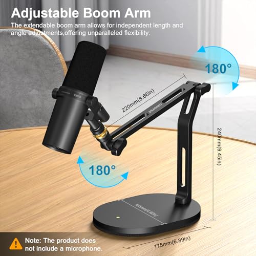 Aokeo Mic Stand,Desk Mount Desktop Microphone Arm with 3/8" to 5/8" Adapter,Compatible Blue Yeti,HyperX QuadCast,SoloCast,Shure SM7B,MV7X
