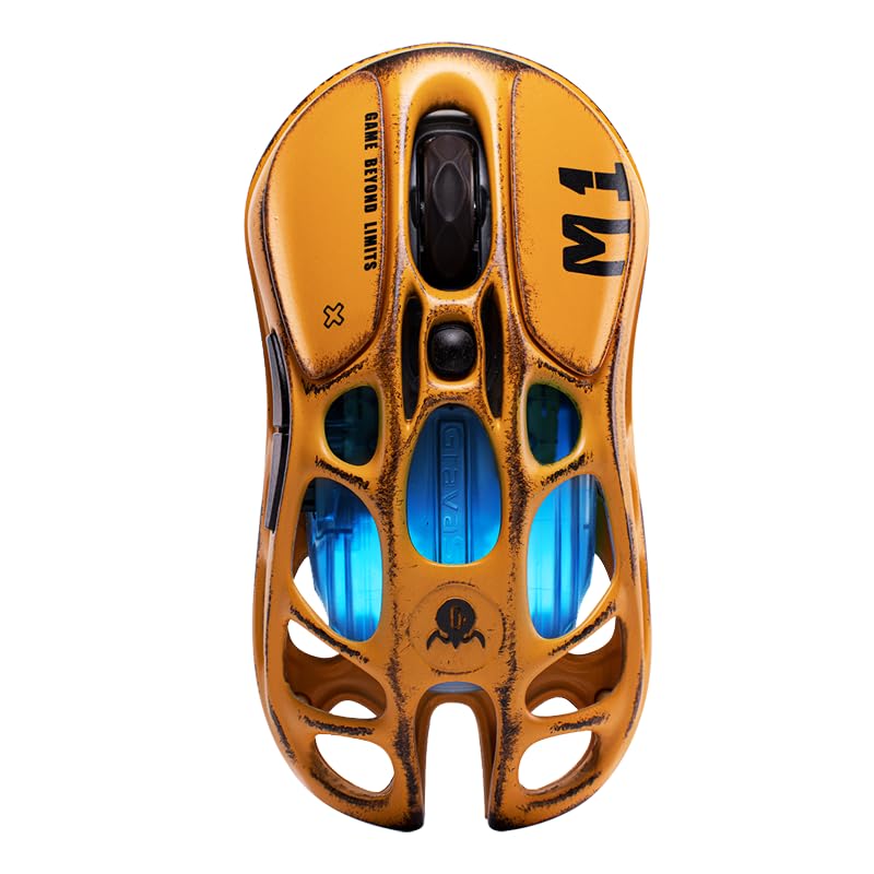 GravaStar Mercury M1 Pro Gaming Mouse, Lightweight Magnesium Alloy, 26,000 DPI, PAW3395DM Sensor, 5 Programmable Buttons, Support Wired/2.4GHz/BT, Up to 200 Hours Battery Life