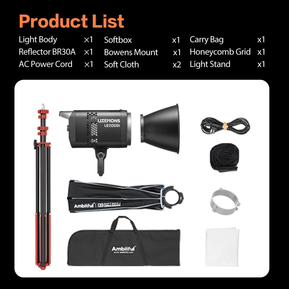 Godox LE200Bi Bi-Color LED Video Light for Streaming