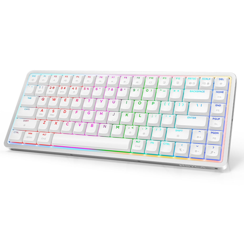 NSYCA Air75 Low Profile Wireless Mechanical Keyboard, 75% Aluminum Frame, Hot Swappable, PBT Keycaps, RGB Backlit, Bluetooth/2.4GHz/USB-C, Gaming Keyboard with Web Driver for Mac Windows