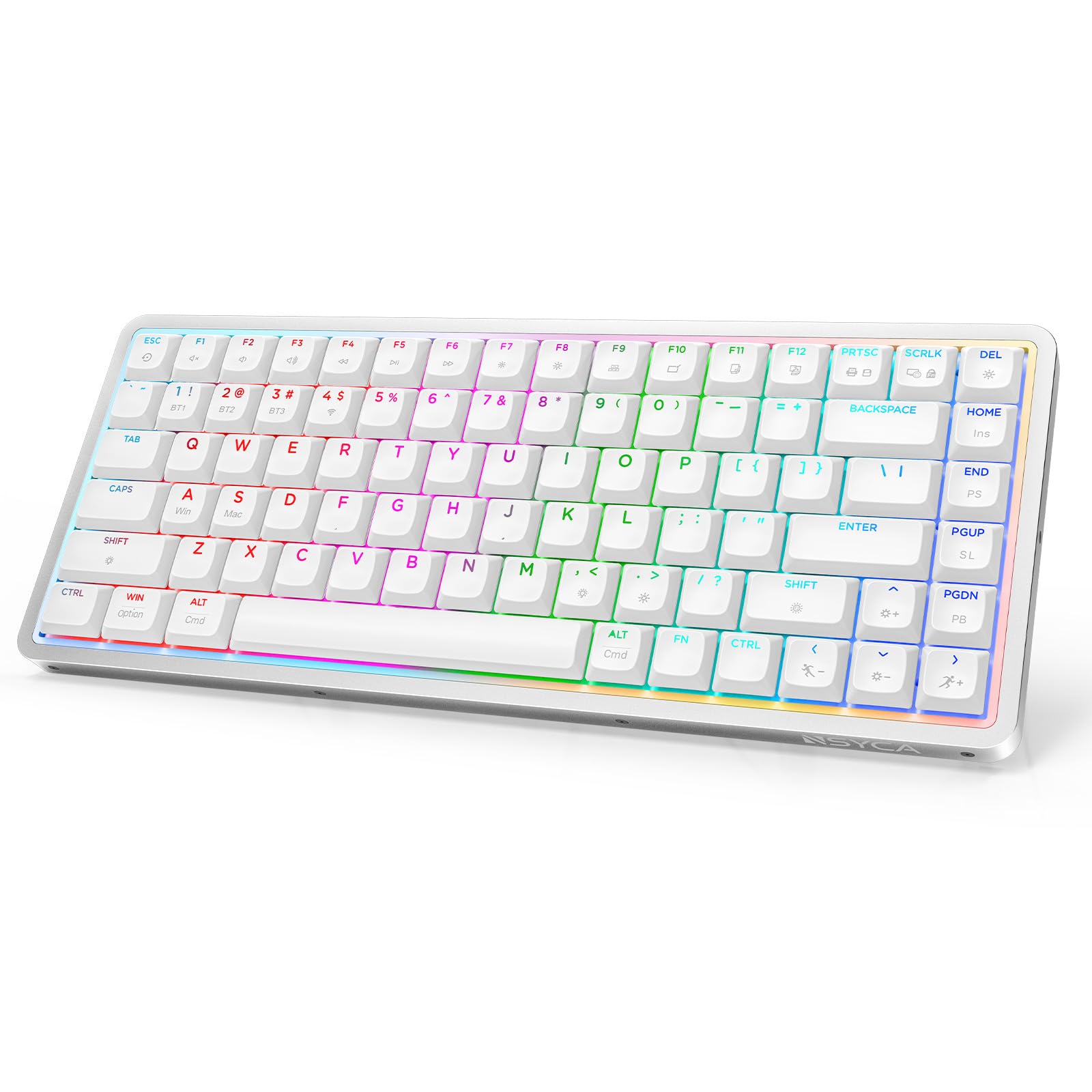 NSYCA Air75 Low Profile Wireless Mechanical Keyboard, 75% Aluminum Frame, Hot Swappable, PBT Keycaps, RGB Backlit, Bluetooth/2.4GHz/USB-C, Gaming Keyboard with Web Driver for Mac Windows