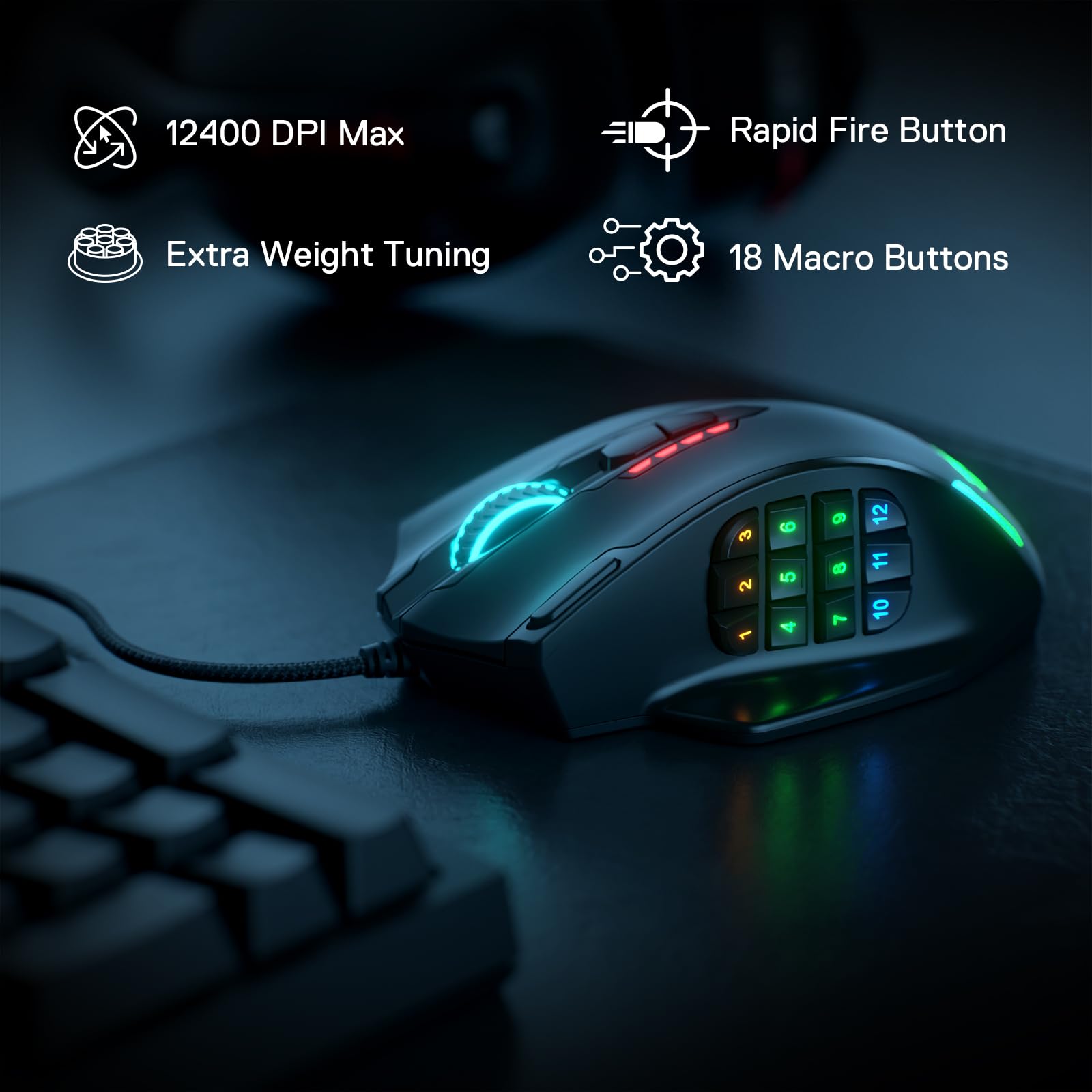 Redragon MMO Gaming Mouse w/Side Buttons