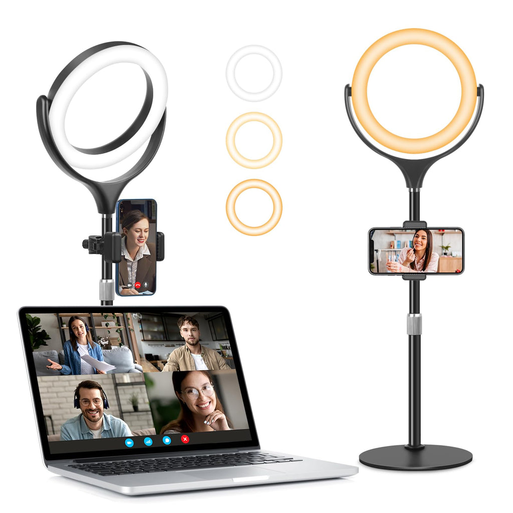 Desktop Ring Light with Stand & Phone Holder for Streaming