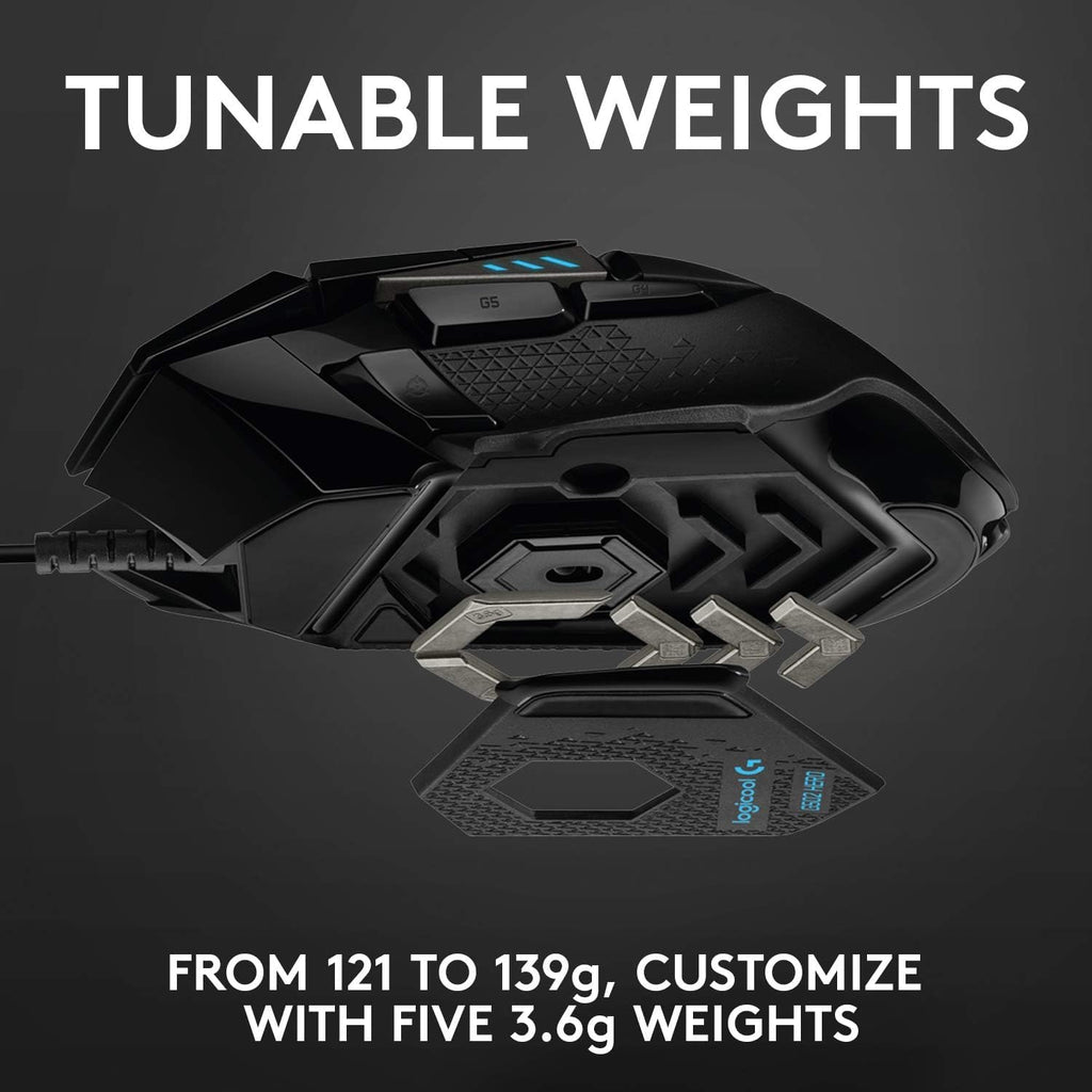 Logitech G502 Hero High Performance Wired Gaming Mouse, Hero 25K Sensor, 25,600 DPI, RGB, Adjustable Weights, 11 Buttons, On-Board Memory, PC/Mac, Pack of 4
