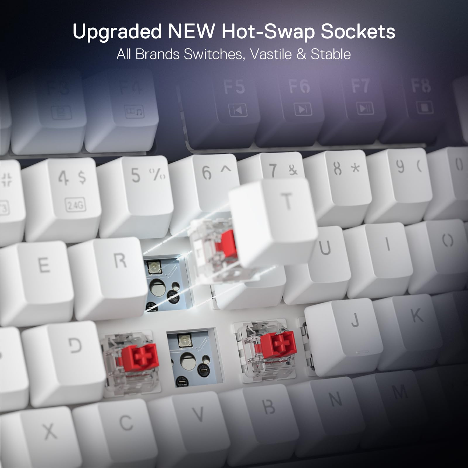 Redragon K673 PRO 75% Wireless Gasket RGB Gaming Keyboard, 81 Keys Compact Mechanical Keyboard Hot-Swap Socket, Dedicated Knob Control