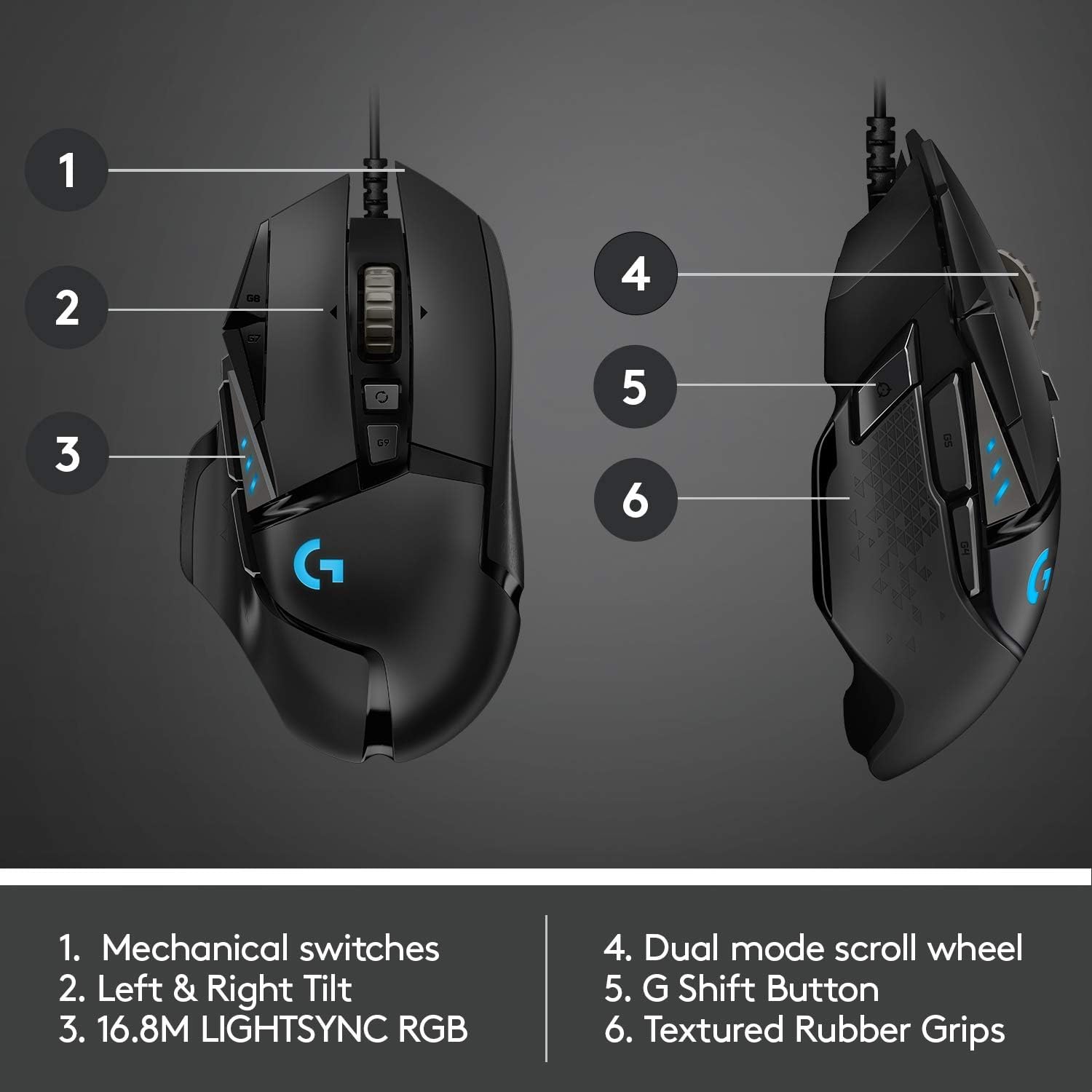 Logitech G502 Hero High Performance Wired Gaming Mouse, Hero 25K Sensor, 25,600 DPI, RGB, Adjustable Weights, 11 Buttons, On-Board Memory, PC/Mac, Pack of 4