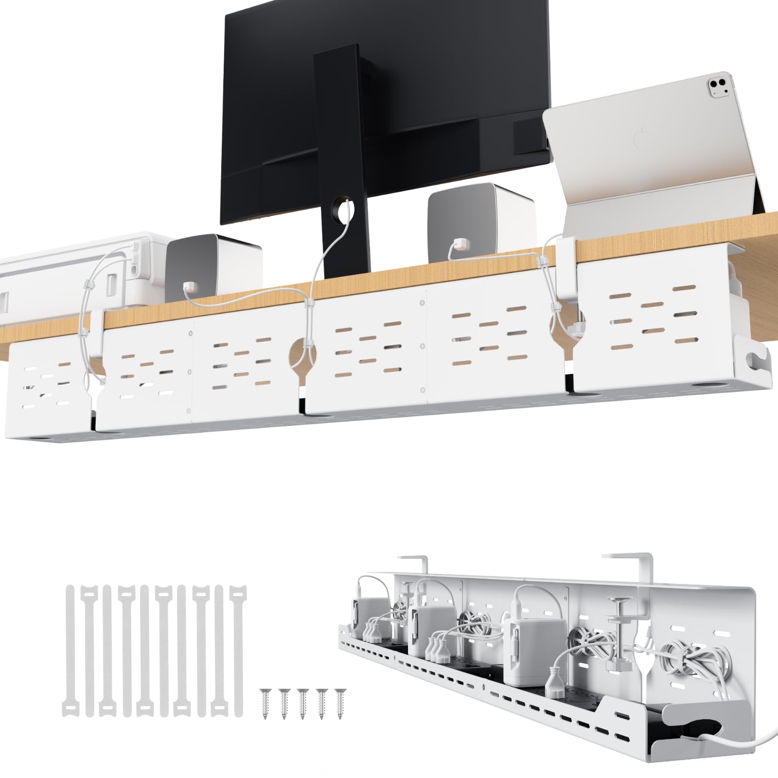 Univivi Under-Desk Cable Management Tray for Gaming Desks