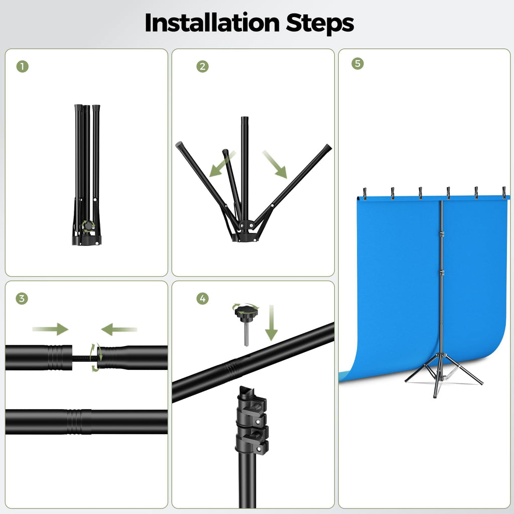 EMART Backdrop Kit with Reverse-Folding Base for Streaming