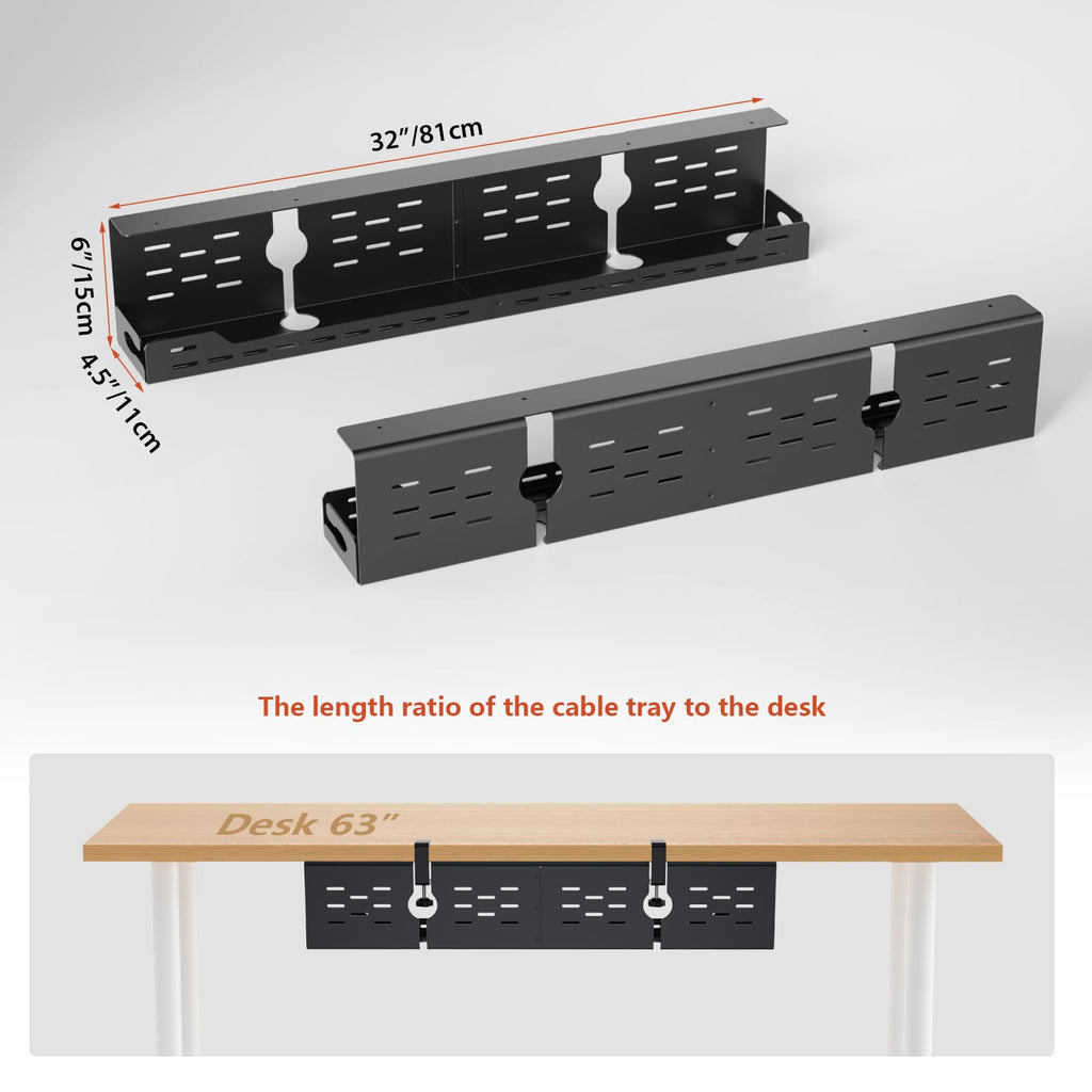 Univivi Under-Desk Cable Management Tray for Gaming Desks
