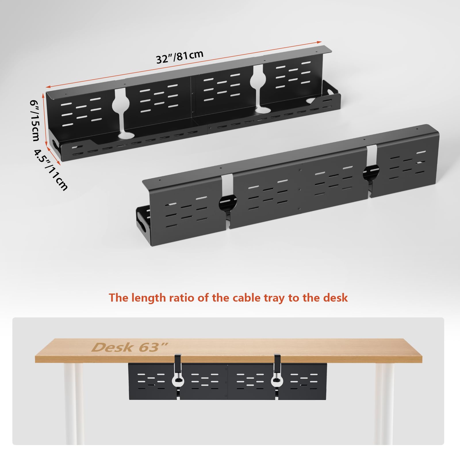 Univivi Under-Desk Cable Management Tray for Gaming Desks