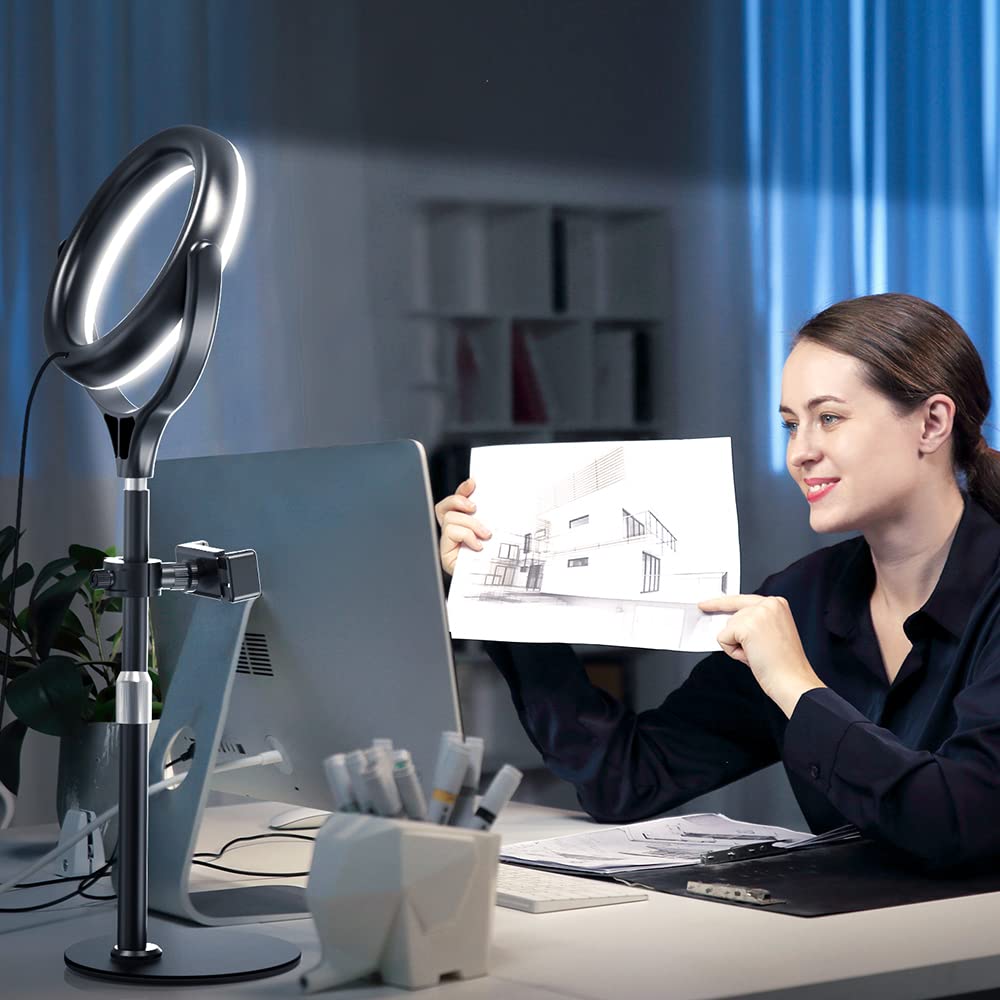 Desktop Ring Light with Stand & Phone Holder for Streaming