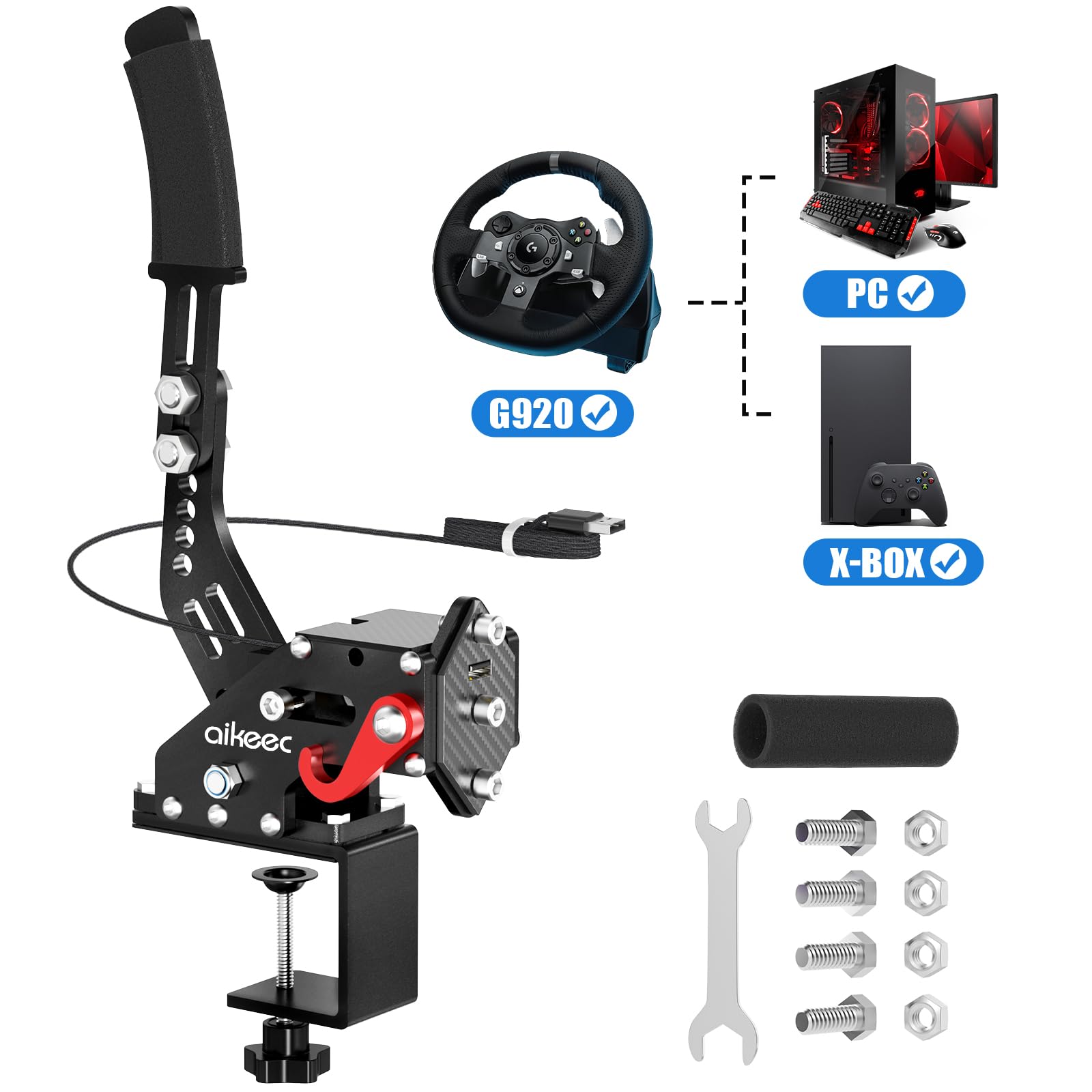 aikeec USB Sim Racing Handbrake with Desk Clamp for PC