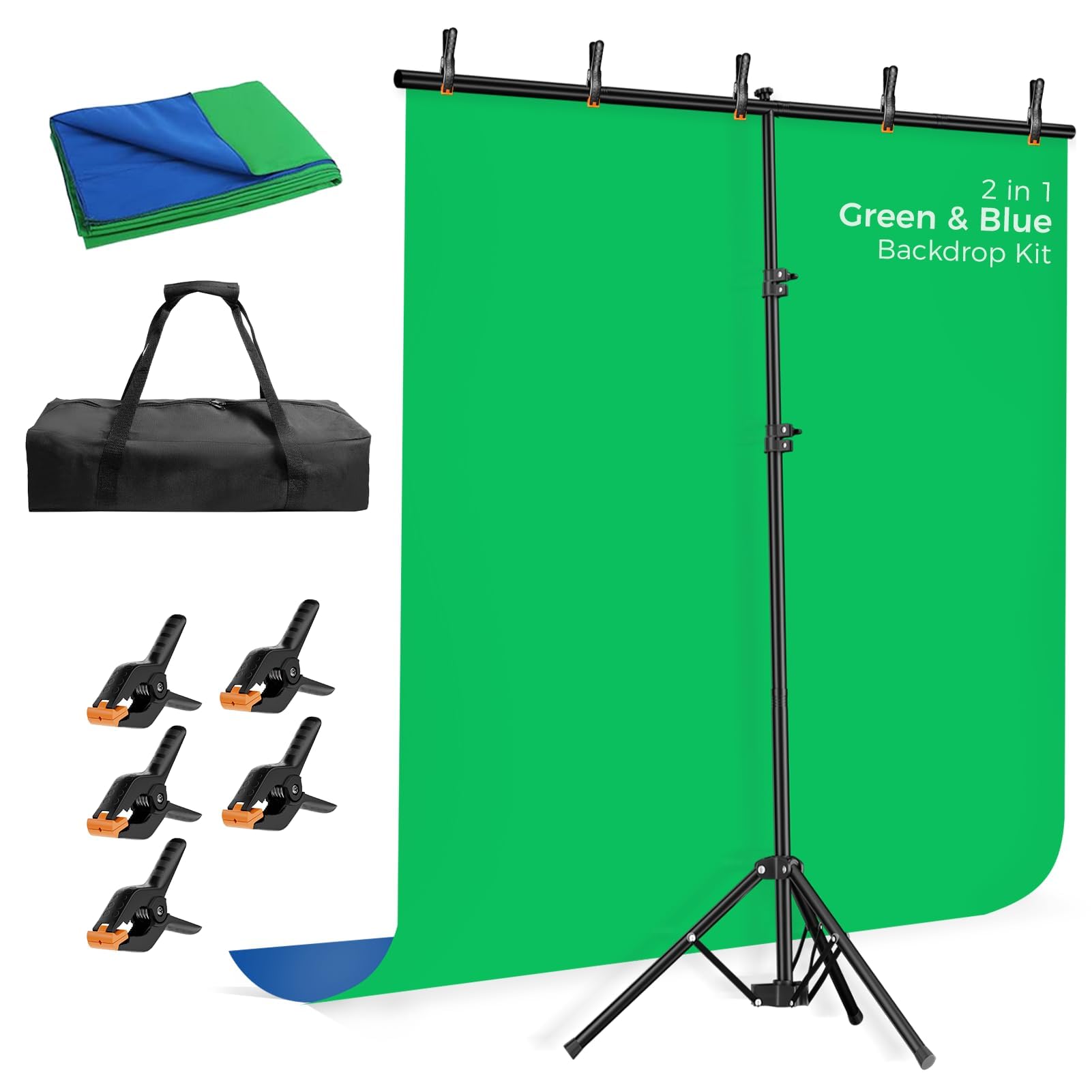 EMART Backdrop Kit with Reverse-Folding Base for Streaming