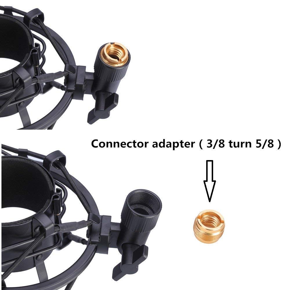 Microphone Shock Mount with Pop Filter, Mic Anti-Vibration Suspension Shock Mount Holder Clip for Diameter 46mm-53mm Microphone