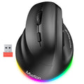 MEETION Ergonomic Mouse, Wireless Vertical Mouse RGB Backlit Rechargeable Mice for Bluetooth(5.2 + 3.0) & USB-A with Type-c Adapter 4 Adjustable DPI Compatible Mac/Windows/Andriod/PC/Tablet/iPad