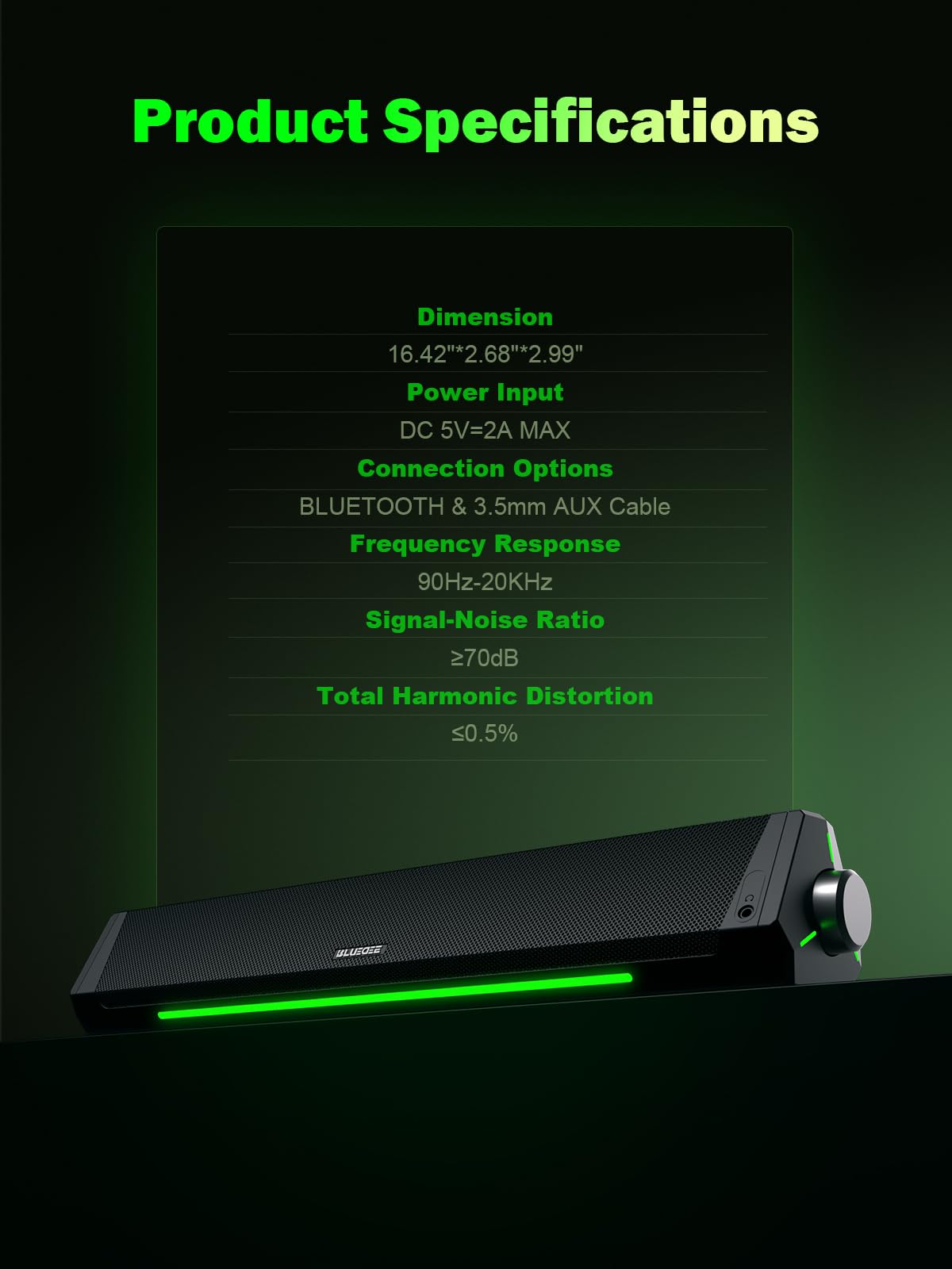 Bluedee Computer Speakers for Desktop PC, Bluetooth AUX Computer Sound Bar
