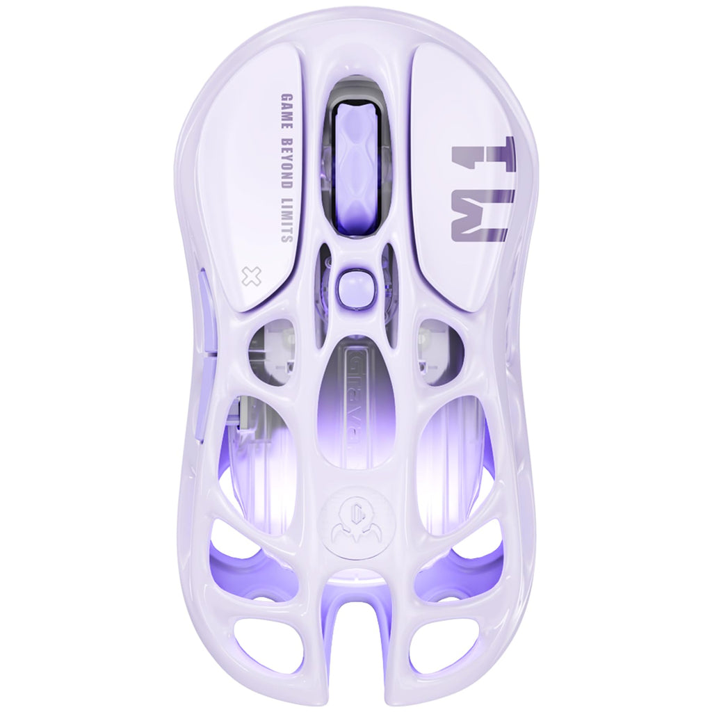 GravaStar Mercury M1 Pro Gaming Mouse, Lightweight Magnesium Alloy, 26,000 DPI, PAW3395DM Sensor, 5 Programmable Buttons, Support Wired/2.4GHz/BT, Up to 200 Hours Battery Life