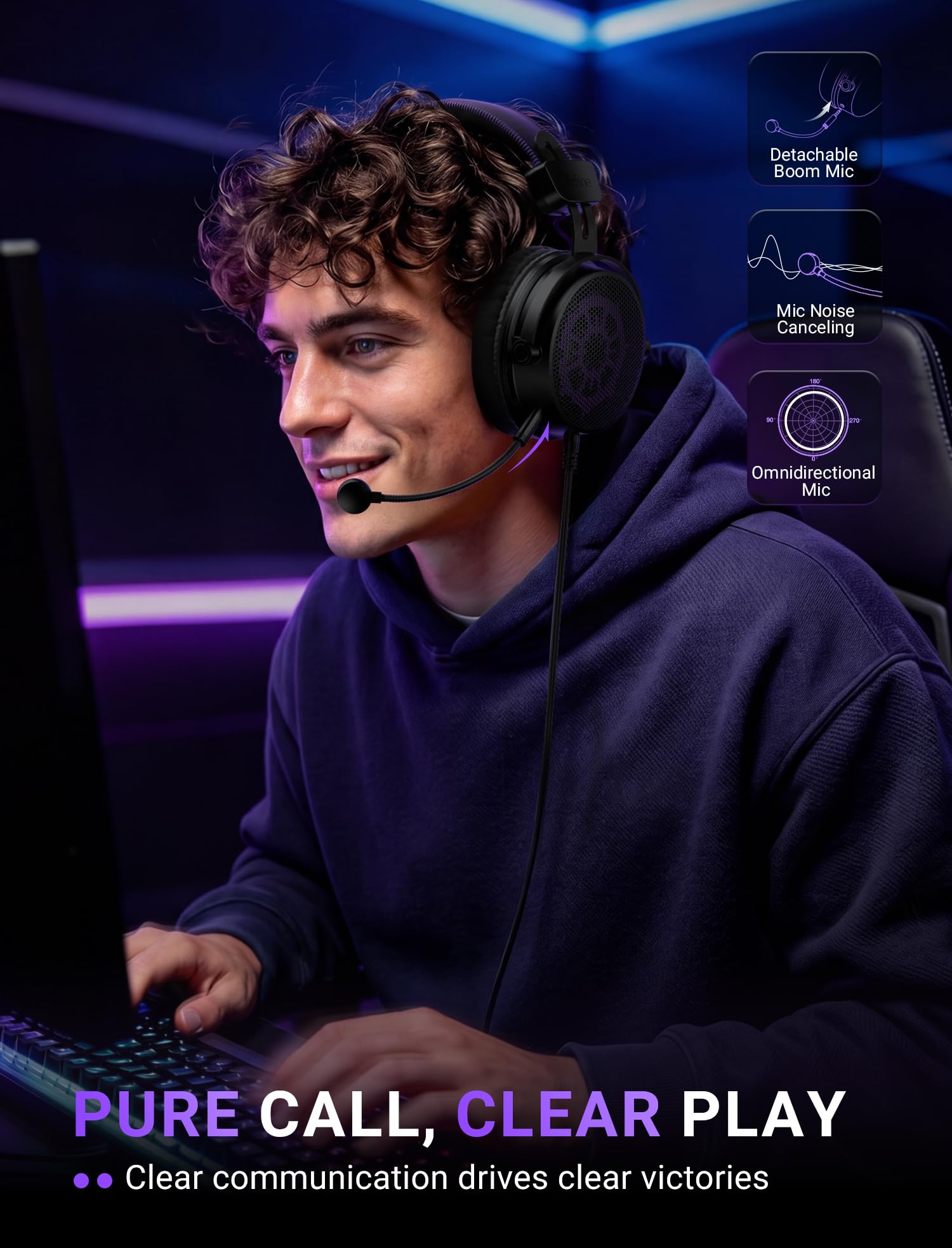 FIFINE Open Back Gaming Headset with 7.1 Surround Sound - Expansive Open Audio - USB/3.5mm Dual Wired Connection - Detachable Mic for PC, PS5, PS4, Laptop, Mac, Xbox, Mobile - Ampligame H18V Lite BP