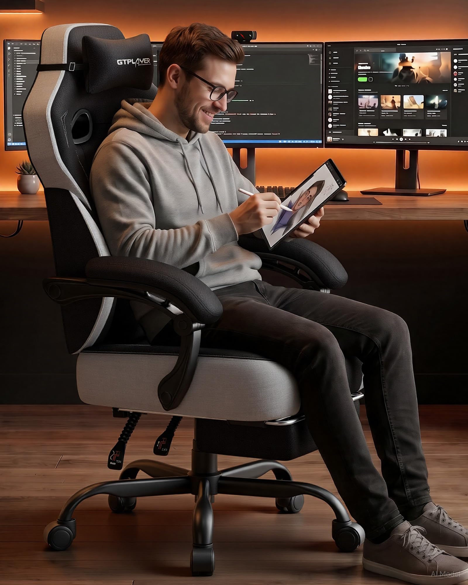 GTPLAYER Big & Tall Gaming Chair with Wide Seat & Footrest