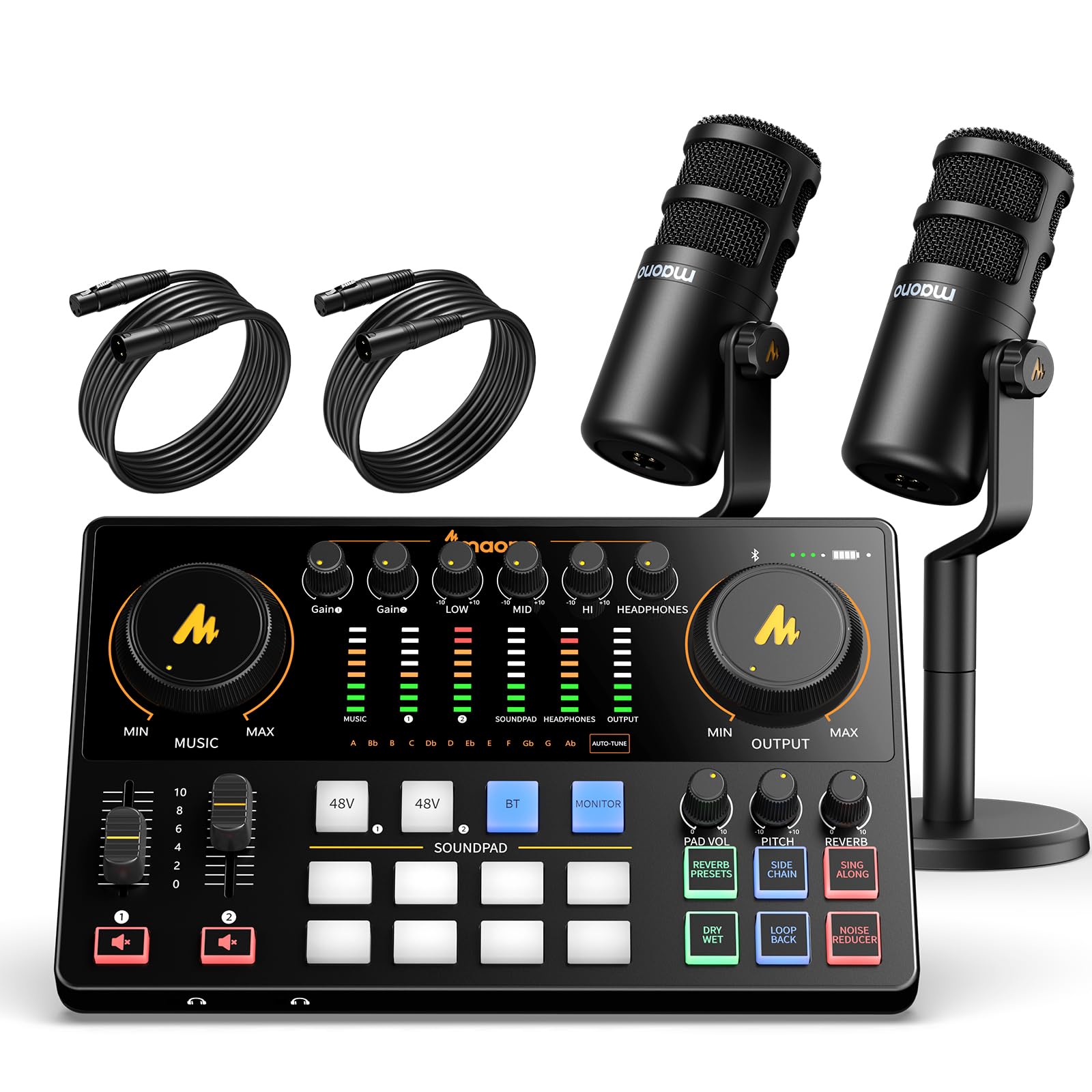 MAONO Podcast Equipment Bundle: Audio Interface mixer with Dual XLR Input for Podcast Streaming - MaonoCaster E2 Gen2