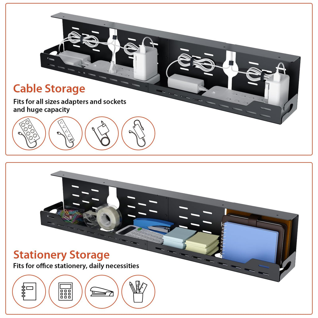 Univivi Under-Desk Cable Management Tray for Gaming Desks