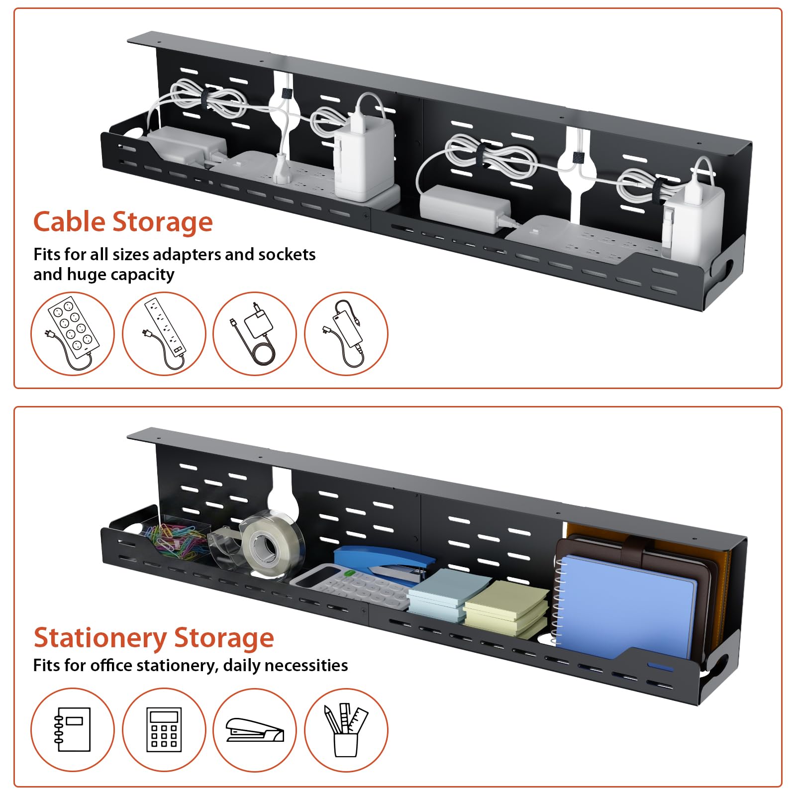 Univivi Under-Desk Cable Management Tray for Gaming Desks