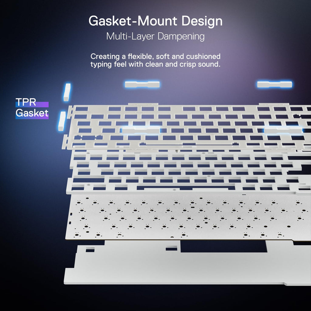 Redragon K673 PRO 75% Wireless Gasket RGB Gaming Keyboard, 81 Keys Compact Mechanical Keyboard Hot-Swap Socket, Dedicated Knob Control