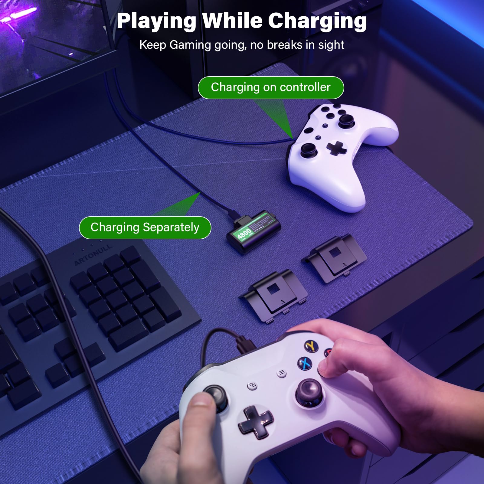 JAVRUNWOF Rechargeable Battery Pack for Xbox Controller