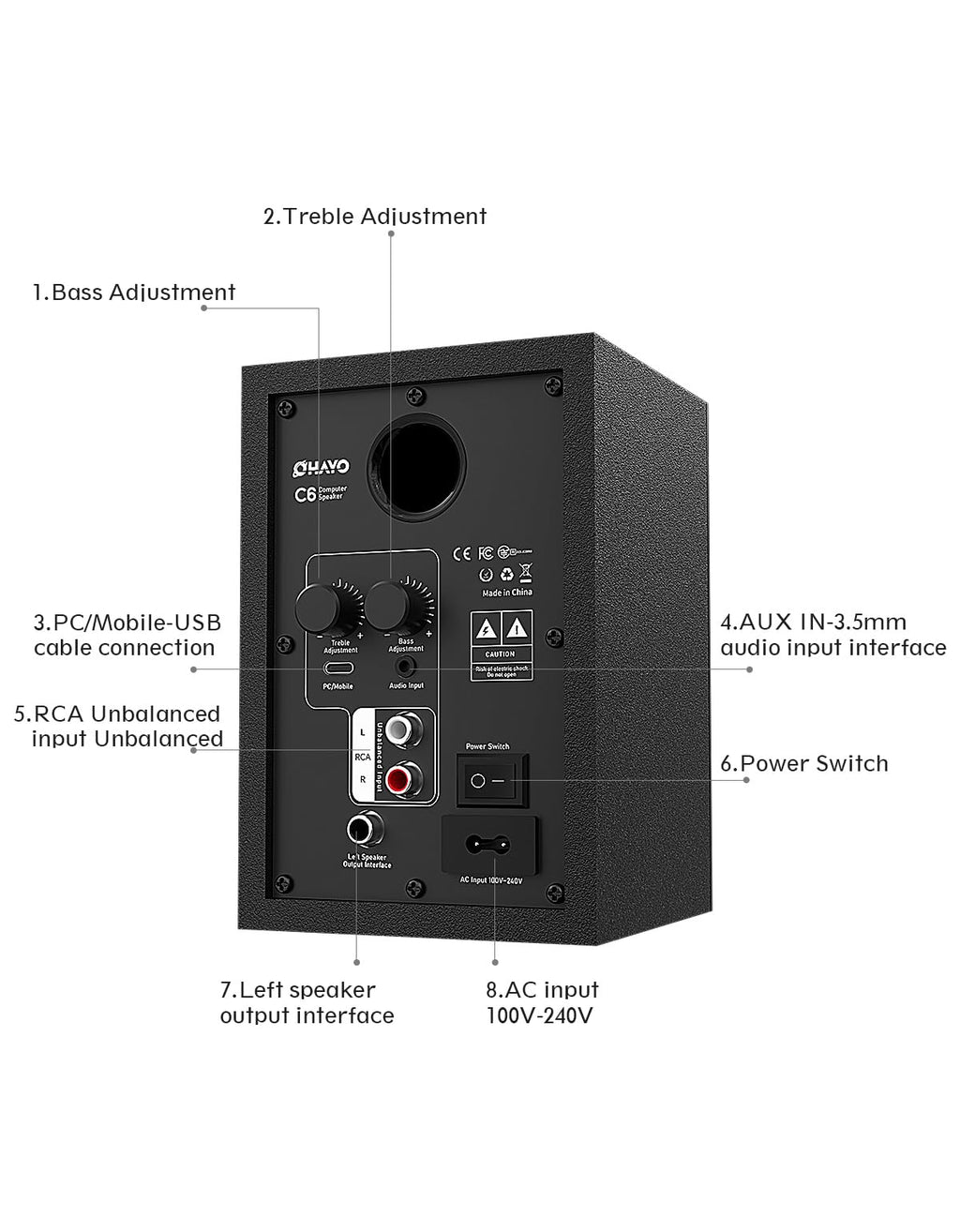 OHAYO 60W Computer Speakers for Music and Gaming, Active Bluetooth 5.3