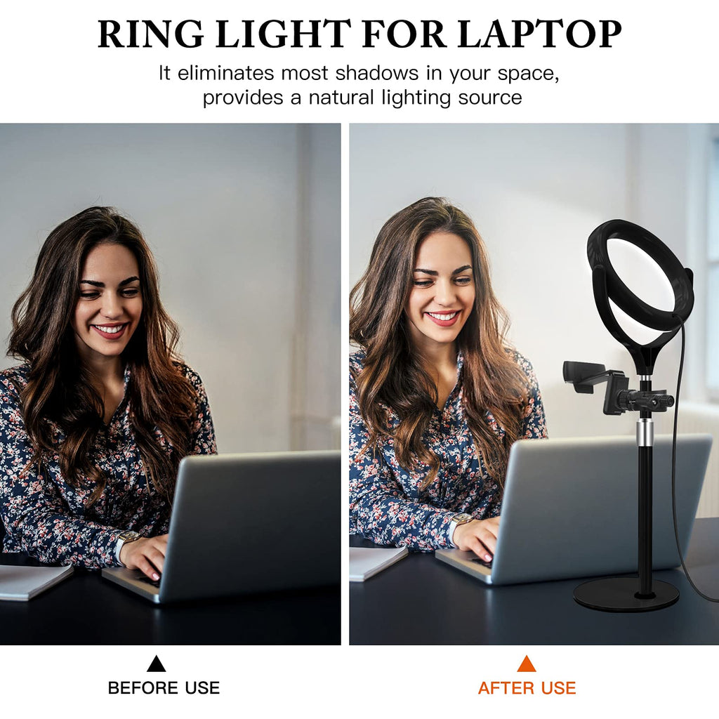 Desktop Ring Light with Stand & Phone Holder for Streaming