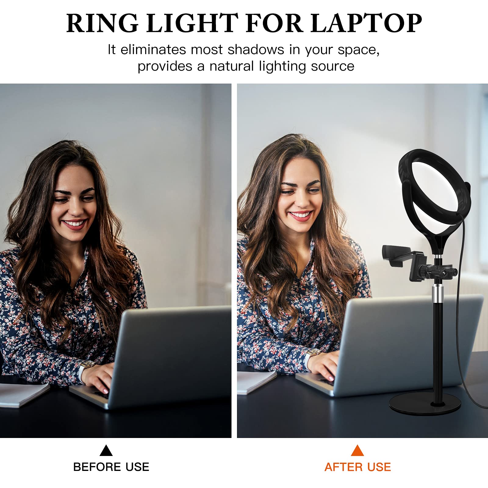 Desktop Ring Light with Stand & Phone Holder for Streaming