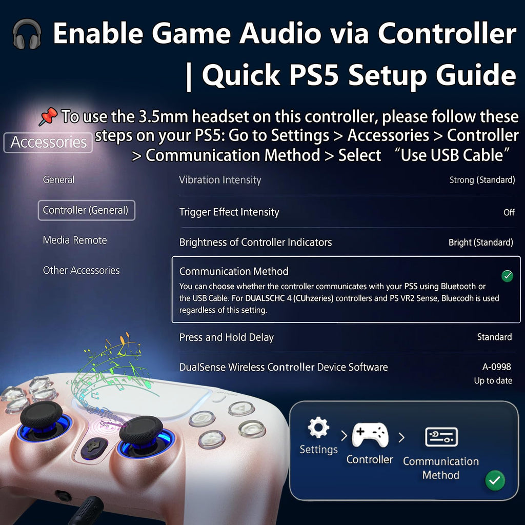 NBCP Wired Game Controller for PS5, PS4 & PC, USB Gamepad Joystick for Windows 7/8/10, Laptop, Steam – Dual Vibration, Turbo Trigger, Hall Effect PS5 Controller，Hall Trigger Controller