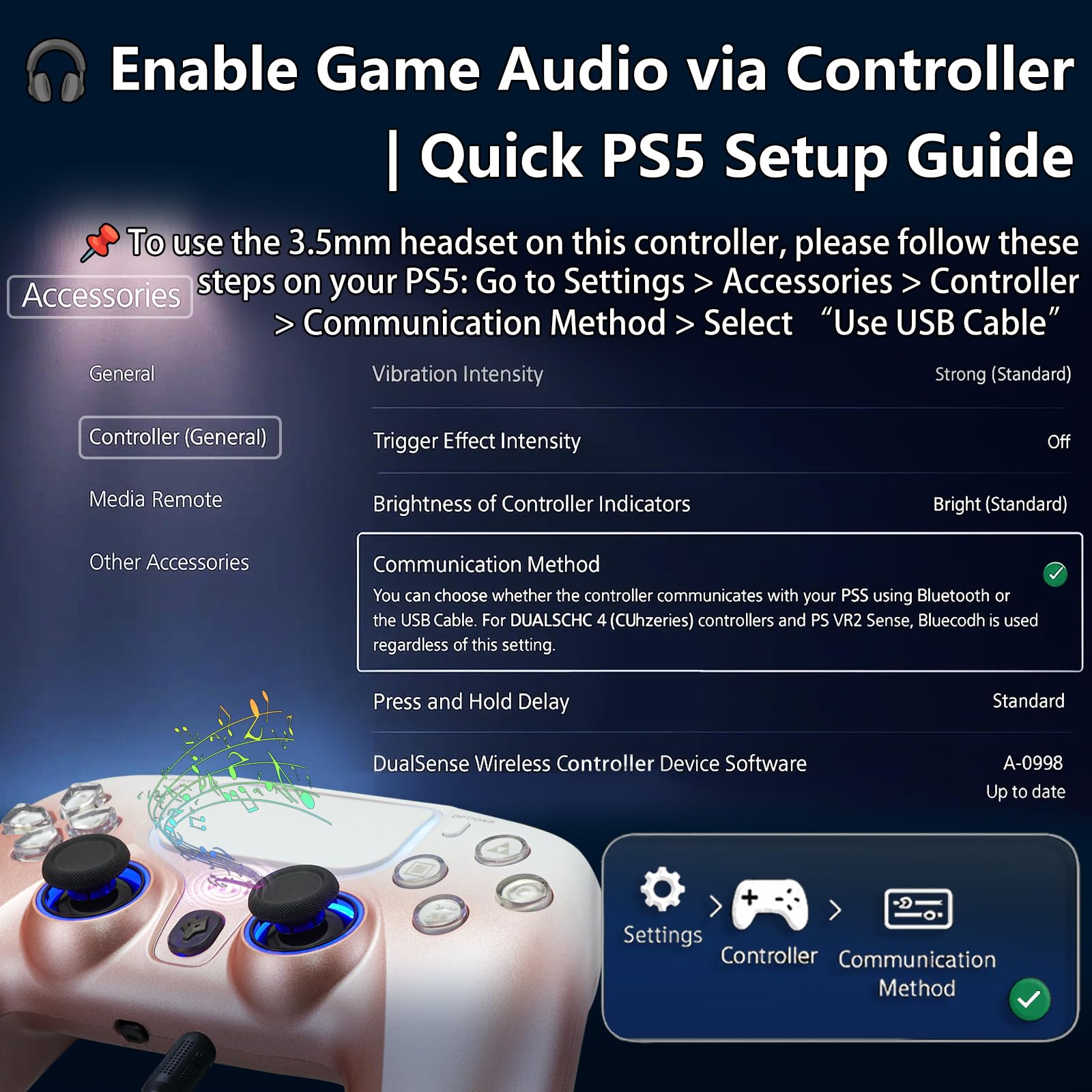 NBCP Wired Game Controller for PS5, PS4 & PC, USB Gamepad Joystick for Windows 7/8/10, Laptop, Steam – Dual Vibration, Turbo Trigger, Hall Effect PS5 Controller，Hall Trigger Controller