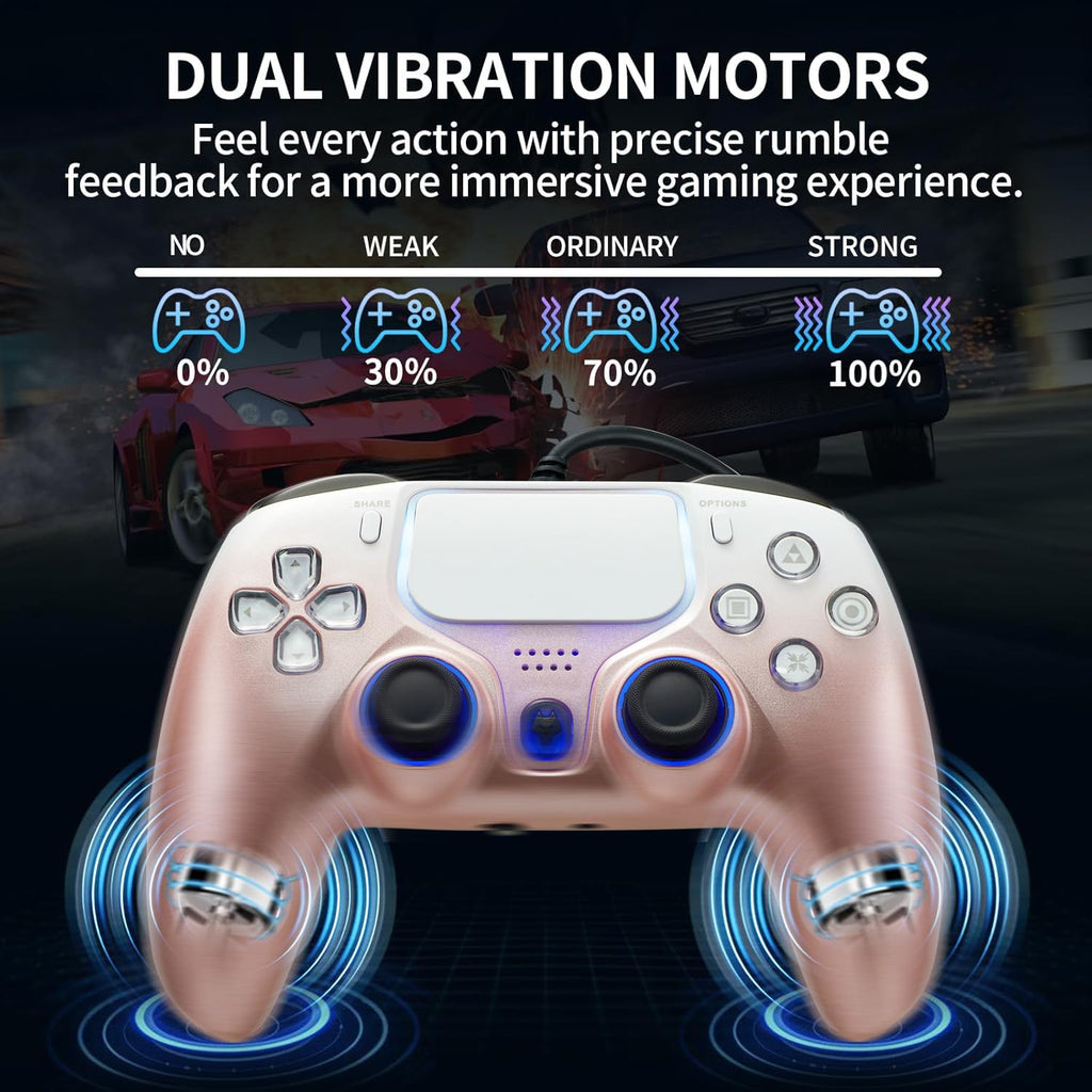 NBCP Wired Game Controller for PS5, PS4 & PC, USB Gamepad Joystick for Windows 7/8/10, Laptop, Steam – Dual Vibration, Turbo Trigger, Hall Effect PS5 Controller，Hall Trigger Controller