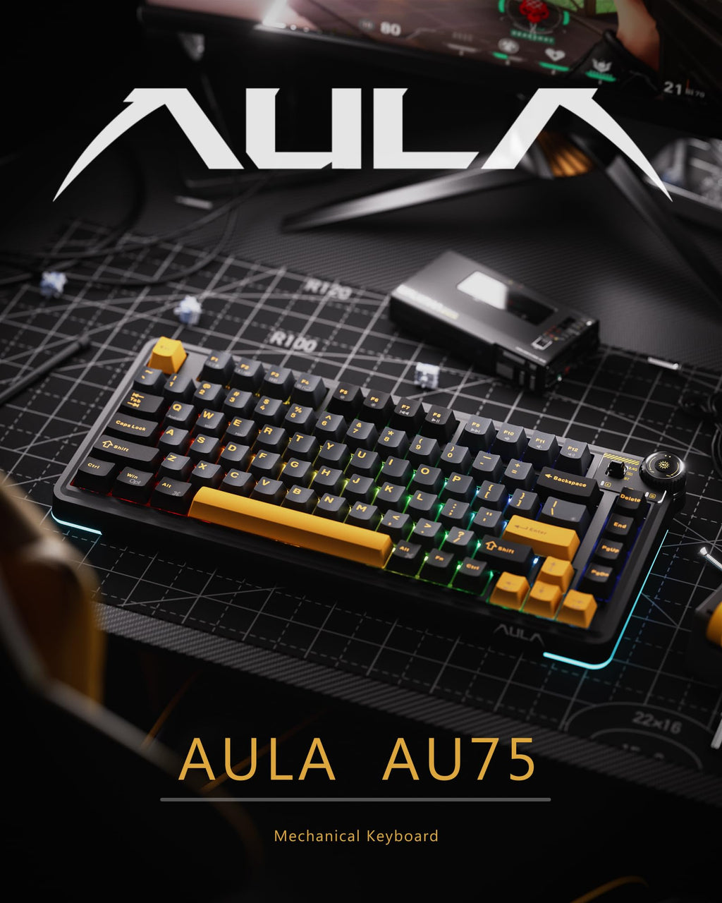 OIXOC AU75 Wireless RGB Gaming 75% Mechanical Hot-Swappable Keyboard