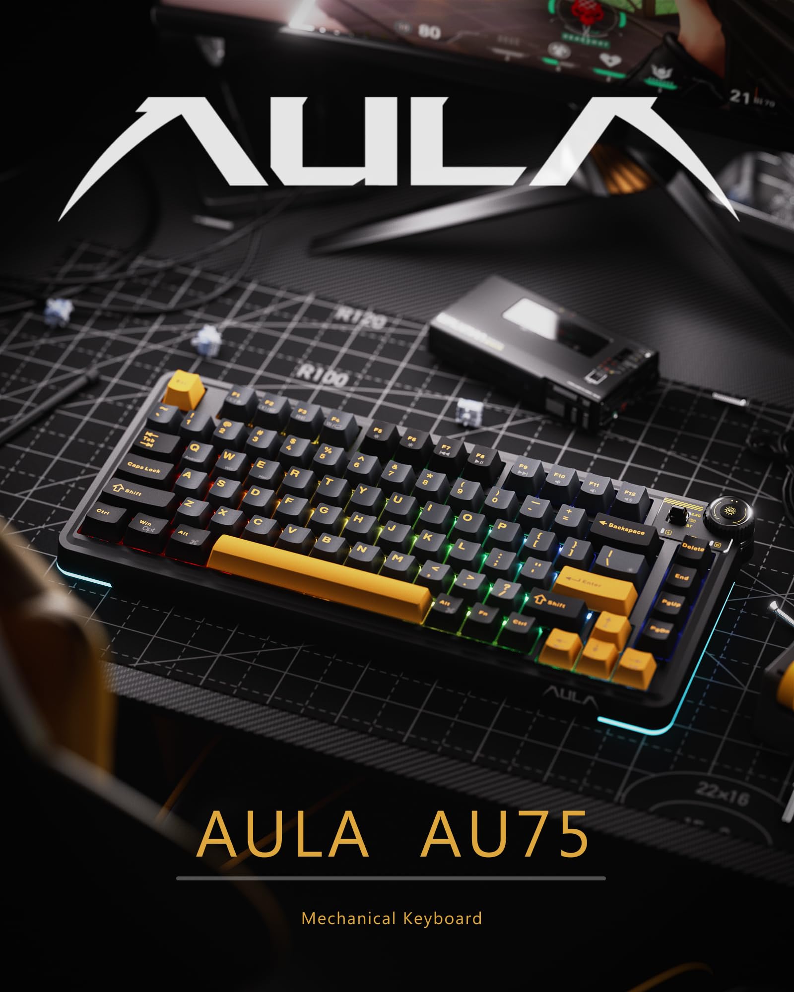OIXOC AU75 Wireless RGB Gaming 75% Mechanical Hot-Swappable Keyboard
