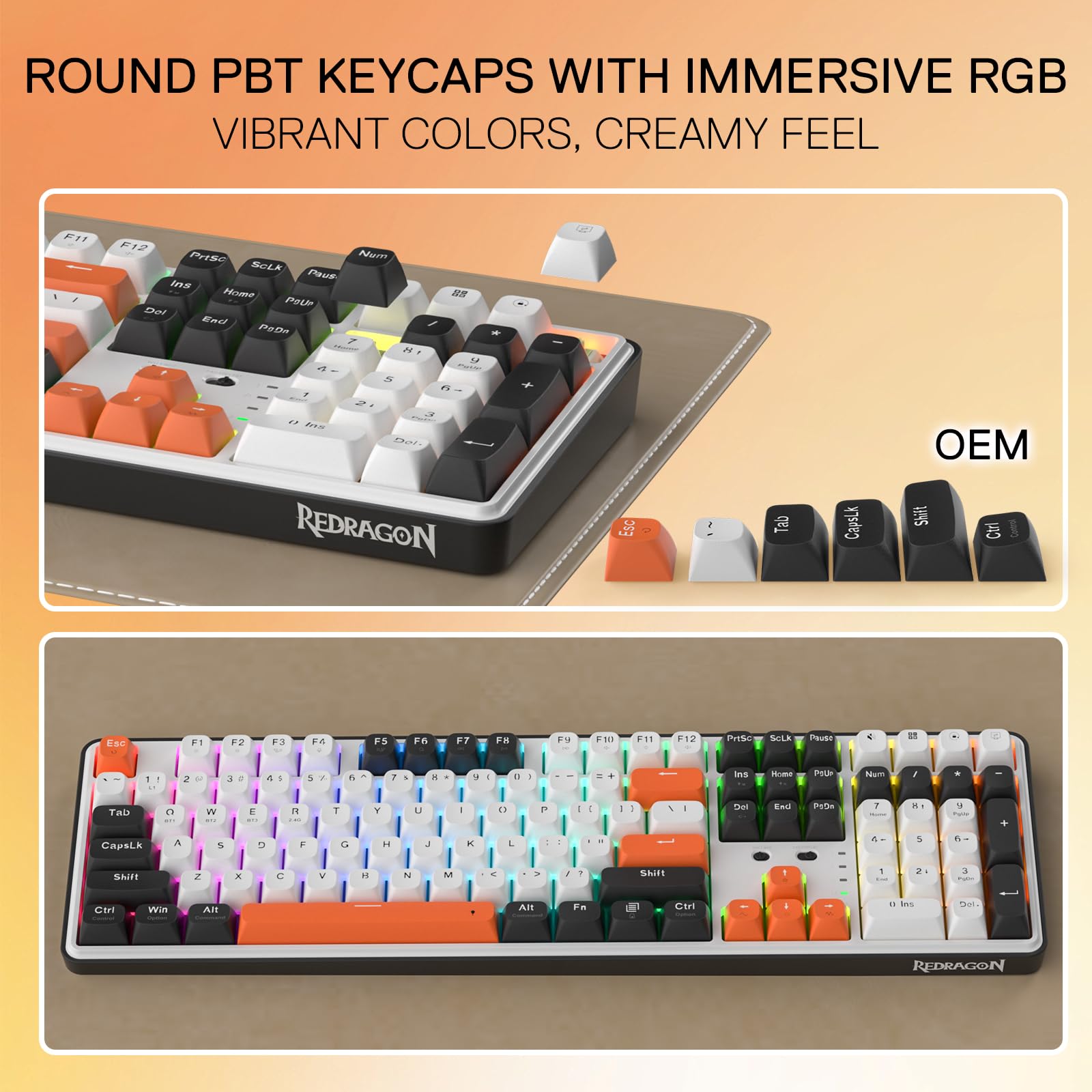 Redragon K668 RGB Gaming Keyboard, 108 Keys Wired Mechanical Keyboard