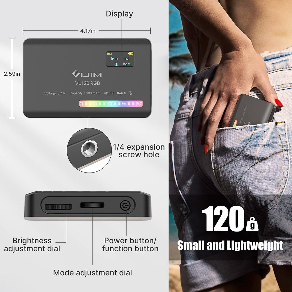 VIJIM VL120 RGB Video Light for Streaming Studios