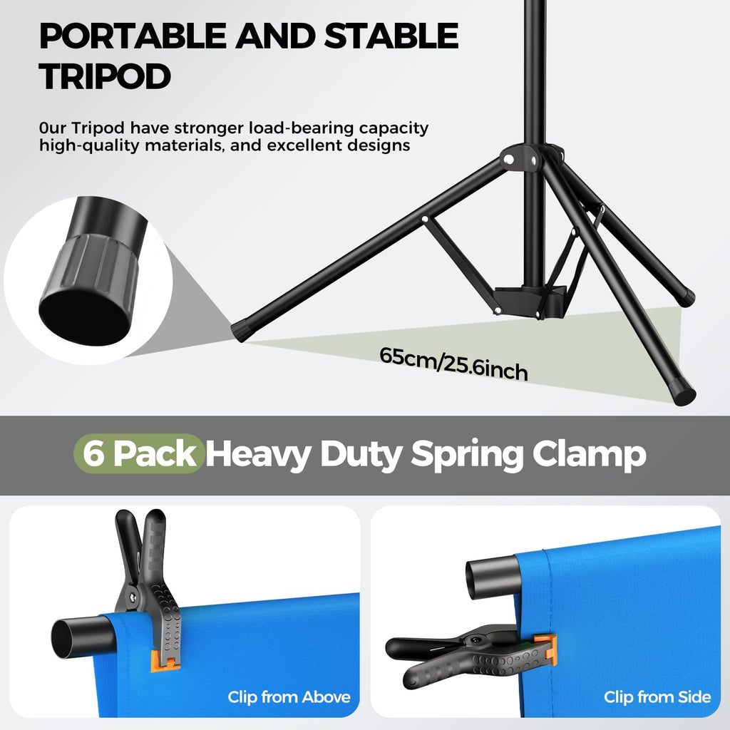 EMART Backdrop Kit with Reverse-Folding Base for Streaming