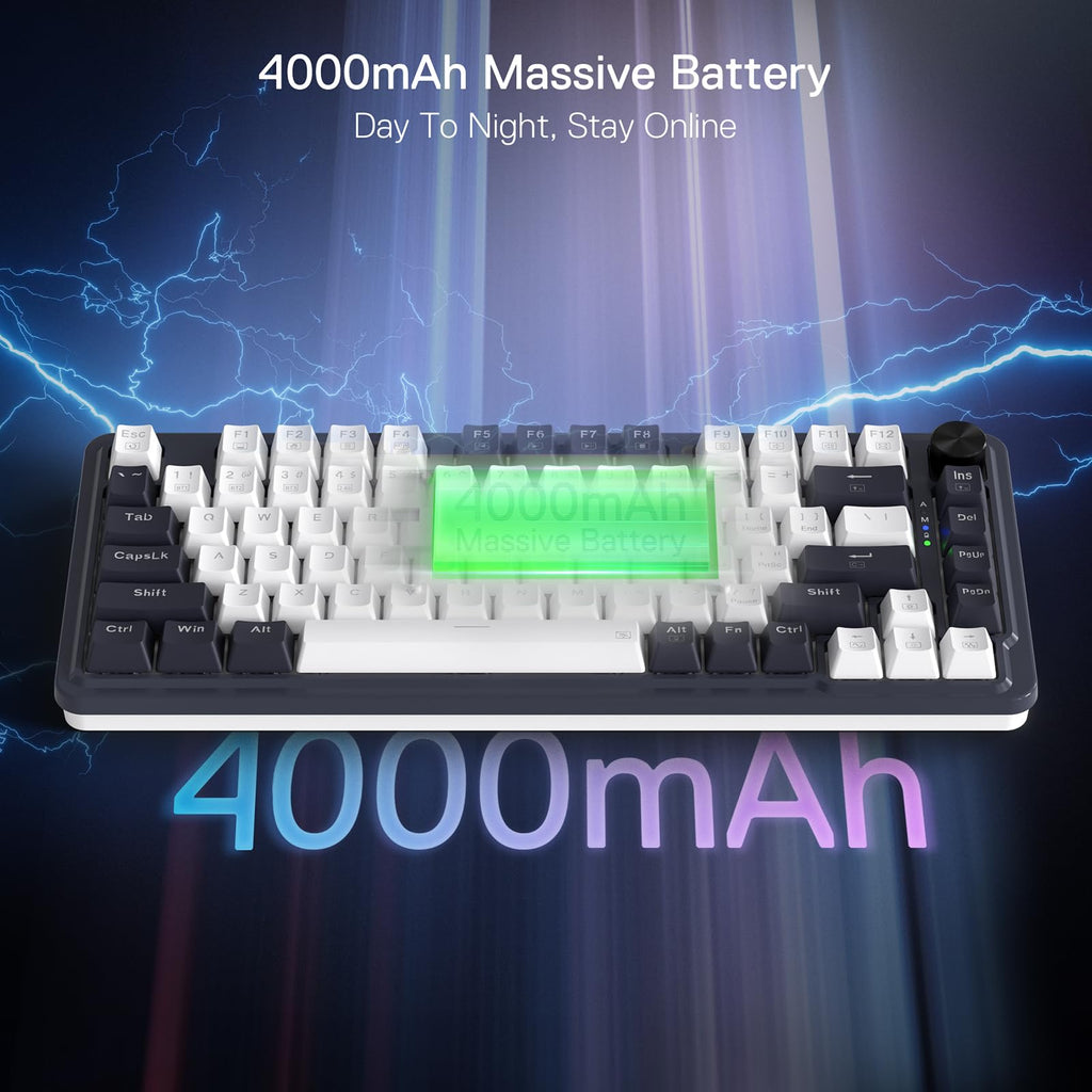 Redragon K673 PRO 75% Wireless Gasket RGB Gaming Keyboard, 81 Keys Compact Mechanical Keyboard Hot-Swap Socket, Dedicated Knob Control