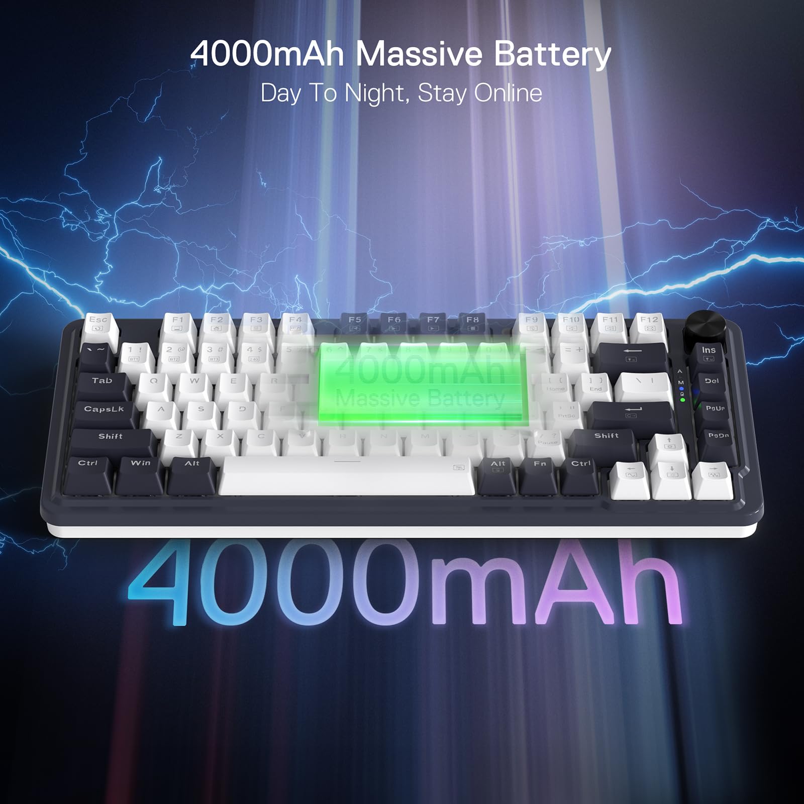 Redragon K673 PRO 75% Wireless Gasket RGB Gaming Keyboard, 81 Keys Compact Mechanical Keyboard Hot-Swap Socket, Dedicated Knob Control
