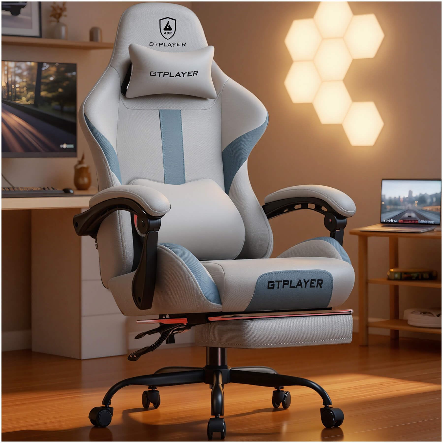 GTPLAYER Ergonomic Gaming Chair with Footrest