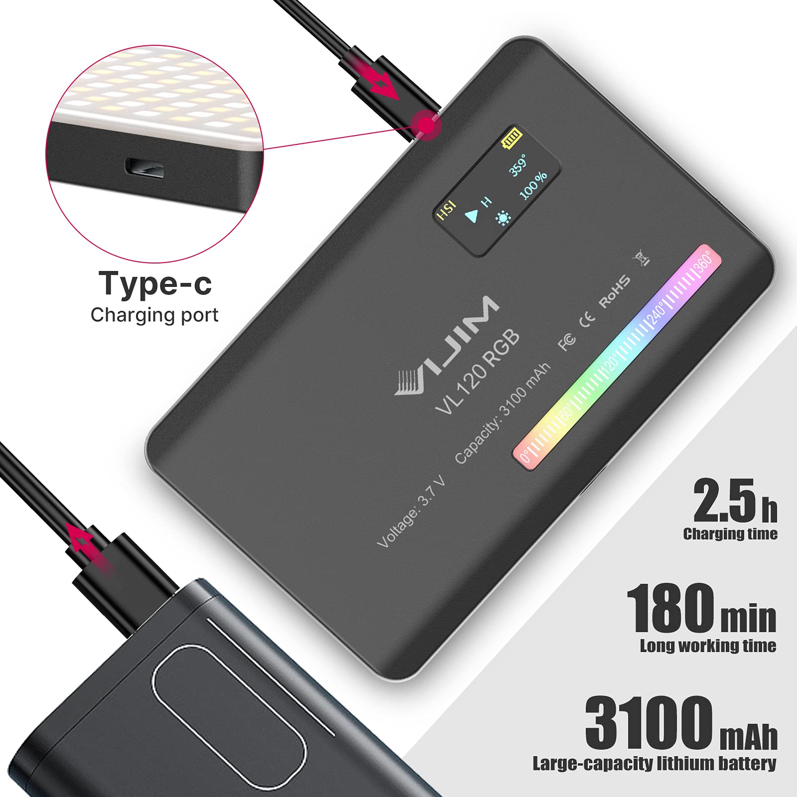 VIJIM VL120 RGB Video Light for Streaming Studios