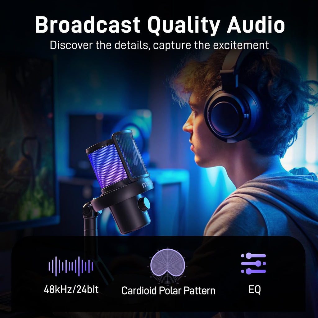 MAONO Wireless Microphone for PC,Gaming Streaming Condenser Mic with Software AI Voice Change,3-Level Noise Cancellation,Custom EQ,Gain Control USB Mic for Podcast Recording