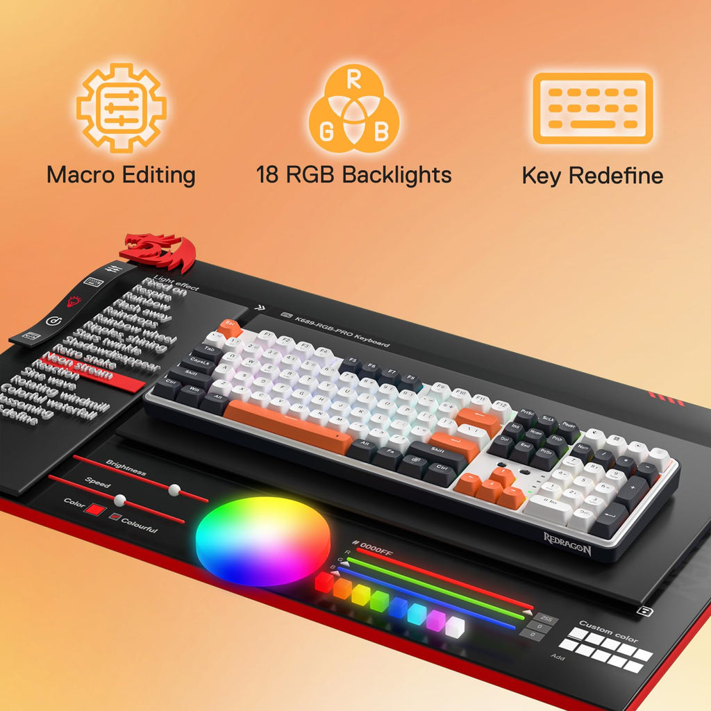 Redragon K668 RGB Gaming Keyboard, 108 Keys Wired Mechanical Keyboard