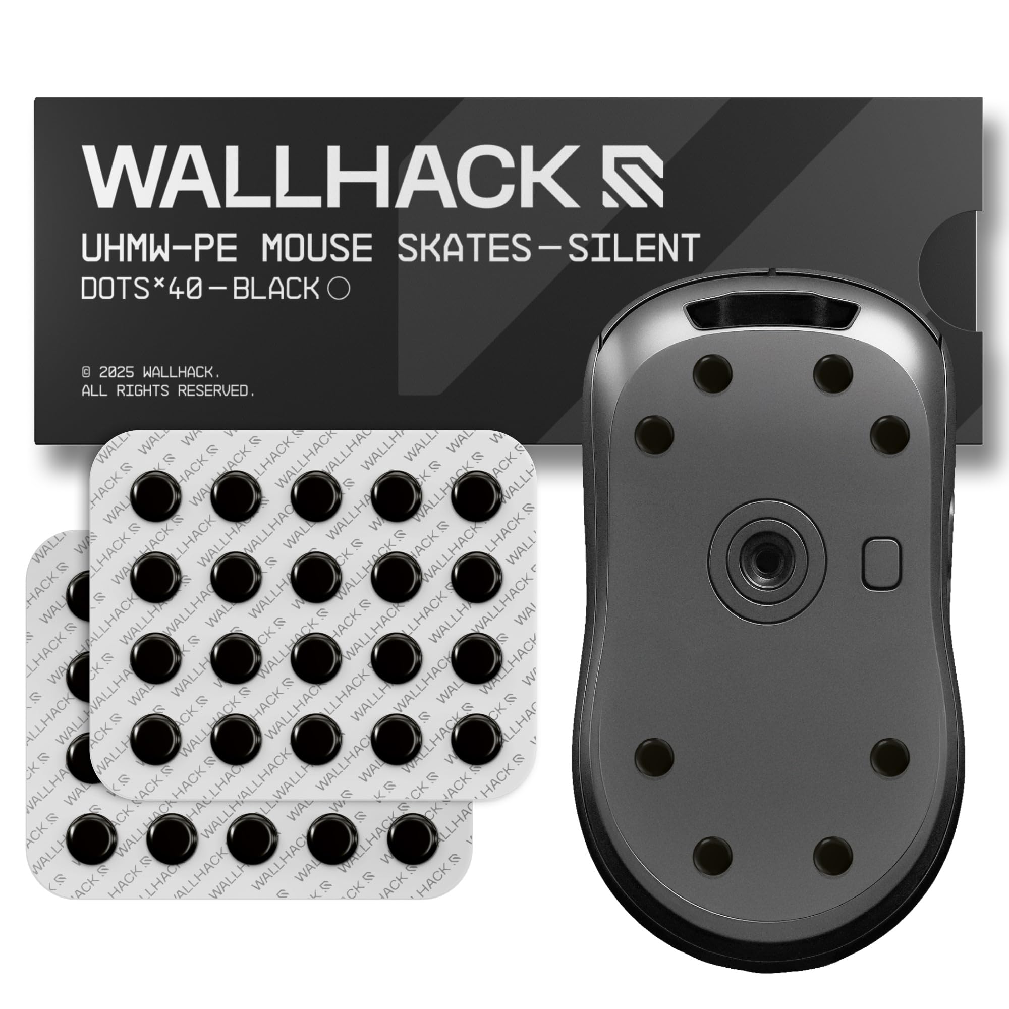 Wallhack Mouse Skates | Premium Universal Skates for Gaming Mice | Ultra-Smooth Glide on Cloth & Glass Pads | Customize Speed & Control | Fast, Easy to Apply